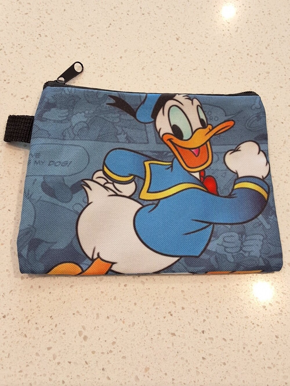 Disney Donald Duck Coin Purse Small Zipper Pouch With Side Loop, New